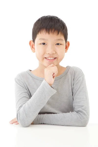 Happy Cute Asian Boy Portrait Изолирован Белом Фоне — стоковое фото