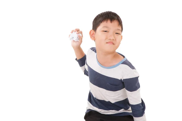 Asiatische Jungen Bully Pose Isoliert Auf Weißem Hintergrund — Stockfoto