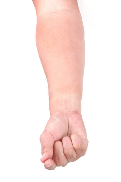 白い背景に孤立した男性アジア人の手のジェスチャー 指で物をつかむアクション — ストック写真