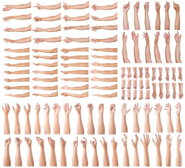 Группа Мужских Женских Жестов Азиатской Руки Изолированы Белом Фоне — стоковое фото