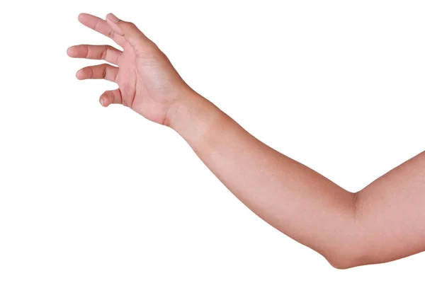 Man Aziatische Hand Gebaren Geïsoleerd Witte Achtergrond — Stockfoto