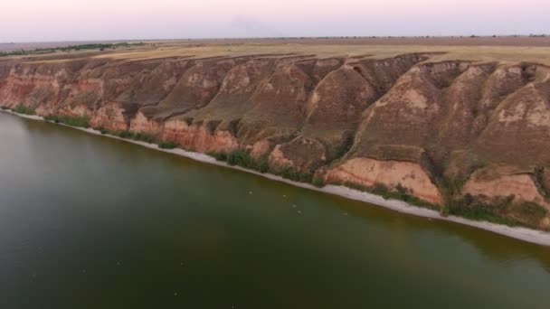 Luchtfoto Van Kust Van Zwarte Zee Met Abrupte Heuvels Diepe — Stockvideo