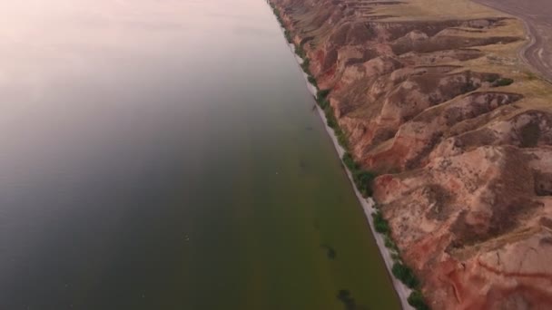 Aerial Shot Black Sea Coastline Peaks Deep Gaps Summer Bird — Stock Video