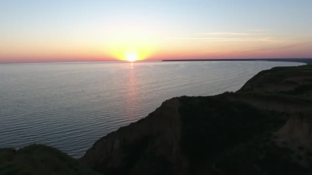 Aerial Shot Spakling Crowned Sun Black Sea Sunset Summer Magnificent — Stock Video