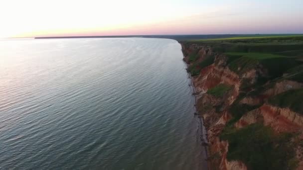 Antenn Skott Den Horizonless Kusten Svarta Havet Med Höga Kullar — Stockvideo