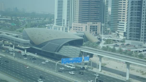 Dubai United Arab Emirates June 2018 Exciting View Ultramodern Metro — Stock Video