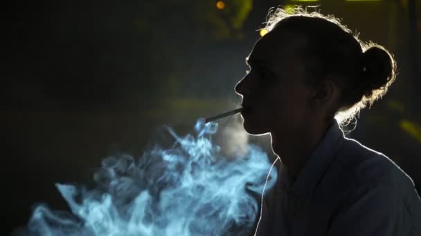 Man Lights A Cigarette In Dark - Stock Video