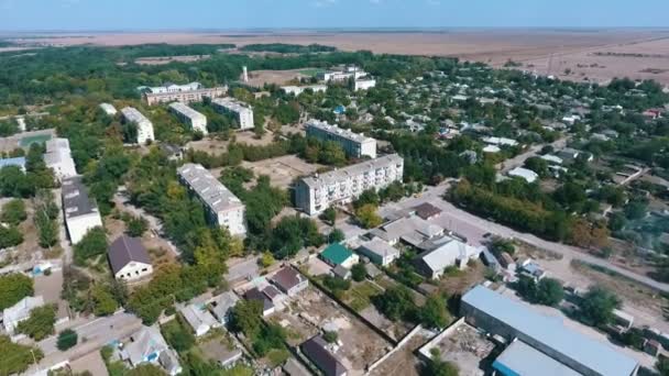 Fotografia Aérea Askania Nova Com Edifícios Vários Andares Becos Verão — Vídeo de Stock