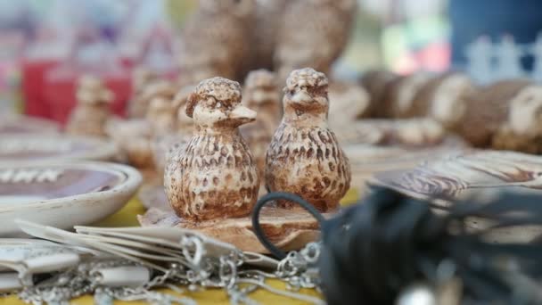 Souvenir Folcloristici Divertenti Raffiguranti Animali Persone Ceramiche Askania Nova Veduta — Video Stock