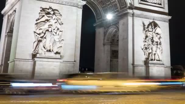 Pariisi Ranska Marraskuuta 2017 Uskomaton Timelapse Kuva Valaistusta Valokaaren Triomphesta — kuvapankkivideo