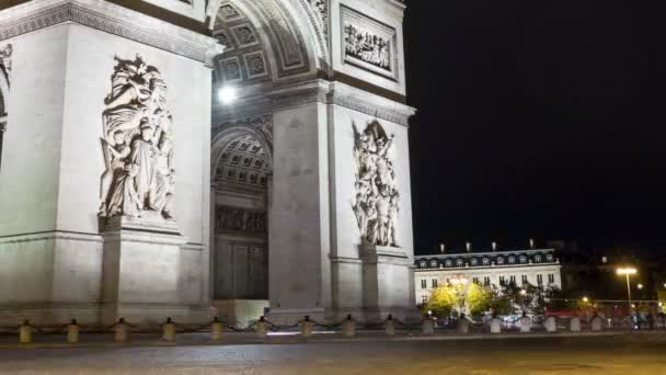 法国巴黎 1月3日 秋天晚上在香榭丽舍大街的巴黎著名凯旋门欣赏令人印象深刻的时光流逝 — 图库视频影像