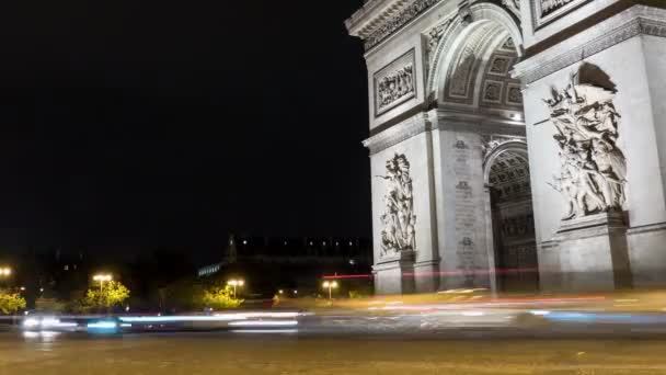 フランス 2017 シャルル ゴール広場の中央に立派な秋の夜でタイムラプス凱旋観を印象的な それは正常に見える — ストック動画
