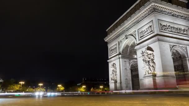 フランス 2017 シャルル ゴール秋の夜深くのセンターでの凱旋のタイムラプス撮影を驚くほど それは刺激的に見えます — ストック動画