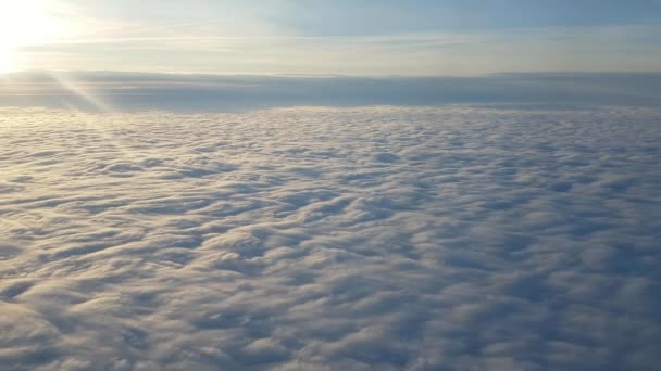 Aerial Shot Fuzzy Clouds Blue Horizon Splendid Sunset Summer Fantastic — Stock Video