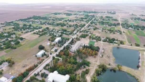 Aerial Shot Administrative Private Houses Lake Bank Summer Picturesque Bird — Stock Video