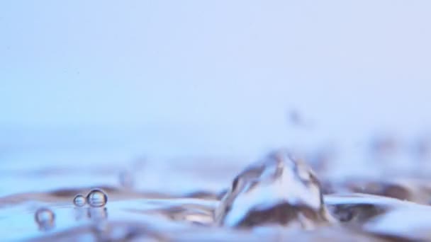 Large Water Bubbles Splashes Rolling Slow Motion Marvelous Macro Shot — Stock Video