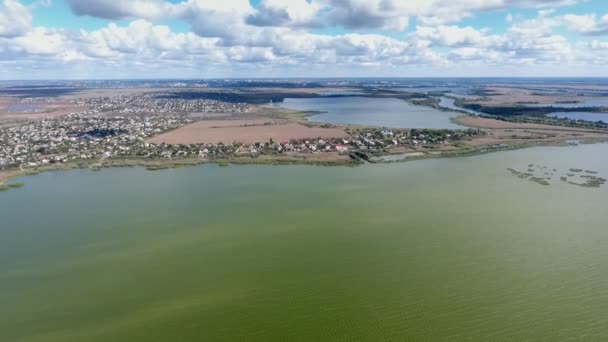 Luftaufnahme Des Dnipro Beckens Mit Mehreren Großen Seen Und Viel — Stockvideo