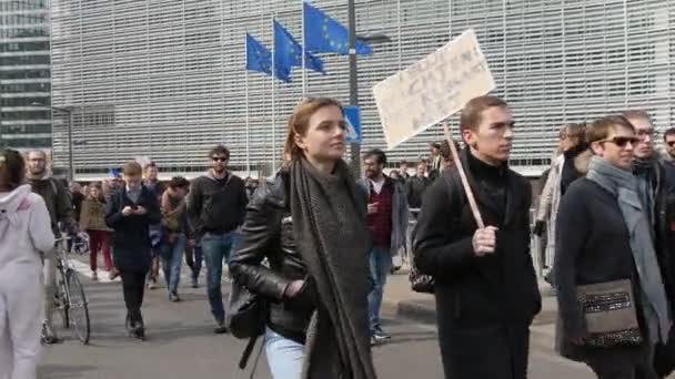 Bruxelles Belgique Mars 2019 Vue Passionnante Une Foule Personnes Élégantes — Video