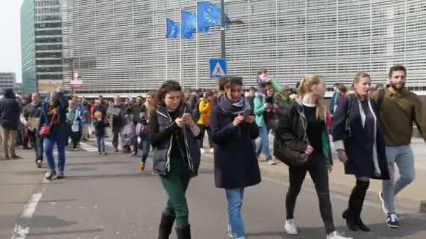 Bruxelles Belgique Mars 2019 Vue Magnifique Sur Des Dizaines Personnes — Video