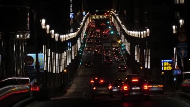 Bruxelles Belgio Aprile 2019 Splendida Vista Una Moderna Autostrada Illuminata — Video Stock