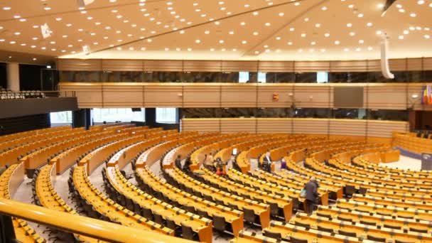 Bruselas Bélgica Abril 2019 Increíble Vista Enorme Sala Sesiones Del — Vídeos de Stock