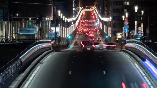 Autostrada Neoterica Con Auto Corsa Bruxelles Notte Primavera Timelapse Splendida — Video Stock