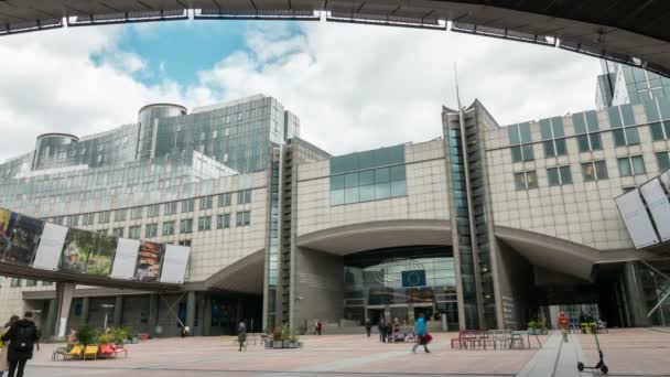 Brusel Belgie Dubna 2019 Nádherný Pohled Stavební Komplex Evropského Parlamentu — Stock video