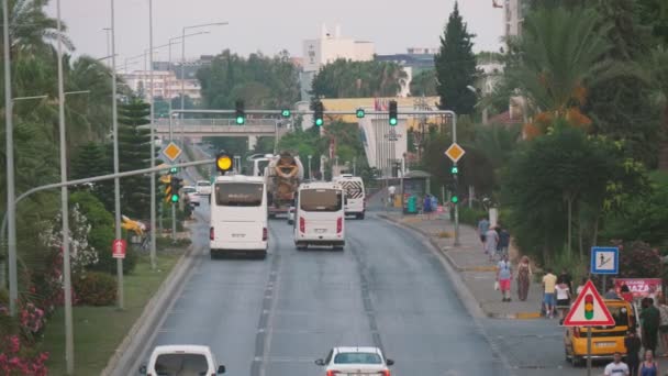 Alanya Turcja Czerwca 2019 Wspaniały Widok Wielu Turystów Autobusów Dzieje — Wideo stockowe