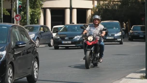 Atenas Grecia Agosto 2019 Emocionante Vista Una Calle Céntrica Con — Vídeo de stock