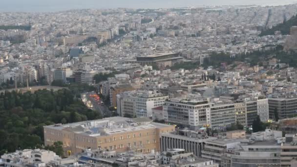 Πανόραμα Του Σύγχρονου Τοπίου Της Αθήνας Από Ένα Ψηλό Λόφο — Αρχείο Βίντεο