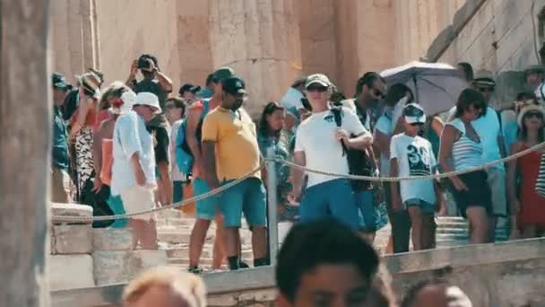 Atenas Grecia Agosto 2019 Emocionante Vista Una Gran Multitud Turistas — Vídeos de Stock