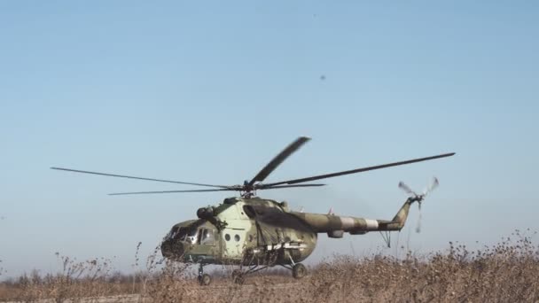 Одесса Украина Октября 2018 Года Впечатляющий Вид Агрессивную Армейскую Вертушку — стоковое видео