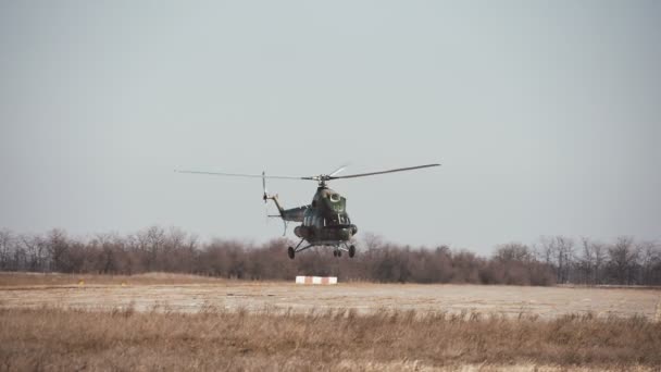 Odessa Ukraine July 2018 Exciting View White Green Military Helicopter — Stock Video