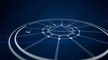 Zodyak işaretleri, koyu mavi gökyüzünde çarpık görünen iğrenç bir daireye yerleştirilmiş. İçinde Terazi, Aslan, Kova vb 'nin de bulunduğu 3D' lik muhteşem çizimler, içinde elmas ve üçgen olan dönen bir yıldız falına düşüyorlar.. 