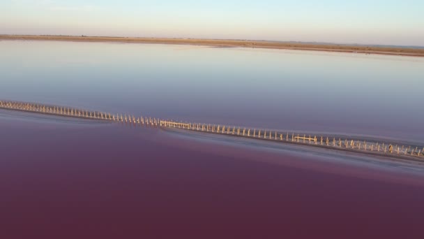 Αεροφωτογραφία Μιας Υαλώδους Θαλάσσιας Περιοχής Ευθείες Γραμμές Φράχτη Στη Μαύρη — Αρχείο Βίντεο