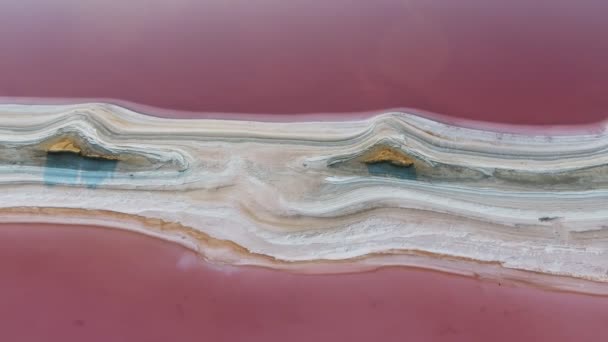 Aerial Shot Wavy Sand Spit Dark Pink Waters Black Sea — Vídeo de stock