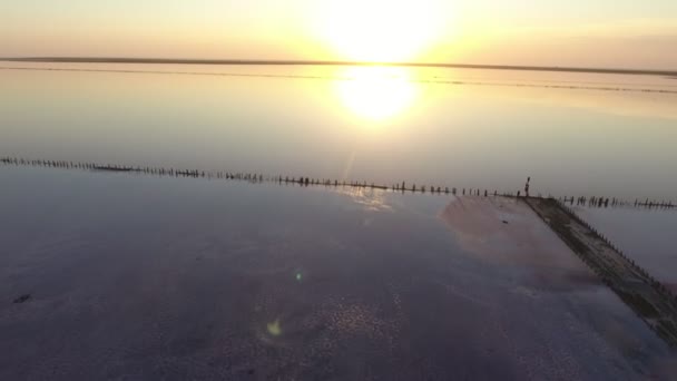 Aerial Shot Shiny Waters Black Sea Coast Lines Splendid Sunset — Stock Video