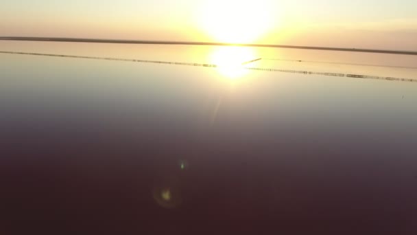 Aerial Shot Shallow Waters Black Sea Coast Golden Sunset Summer — Stock Video