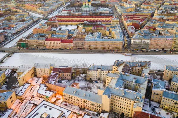 Top view of the center of St. Petersburg. Photo with drone. — Stock Photo, Image