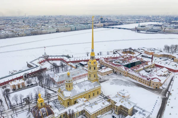 View from the drone of the Peter and Paul Fortress, St. Petersburg — Stock Photo, Image