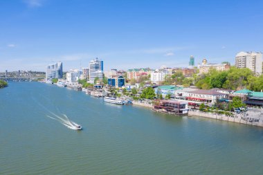 Rostov-On-Don, Rusya - Mayıs 2019: Rıhtımda nehir limanı. Rostov. Rusya