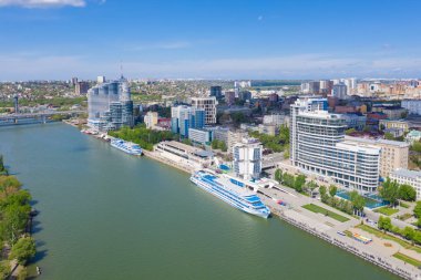 Rostov-On-Don, Rusya - Mayıs 2019: Rıhtımda nehir limanı. Rostov. Rusya
