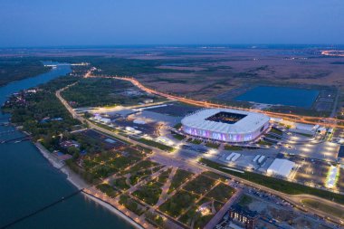 Rostov-On-Don, Rusya - Mayıs 2019: Rostov Arena stadyumunun havadan görünümü