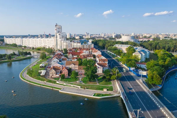 Minsk, Bělorusko-červenec 2019: letecký pohled, Cityscape z Minsku, Bel — Stock fotografie