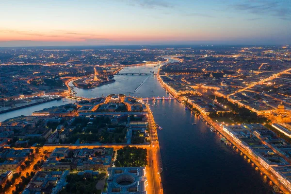 Petersburg map. Map from a height. Night city from a bird's-eye — Stock Photo, Image