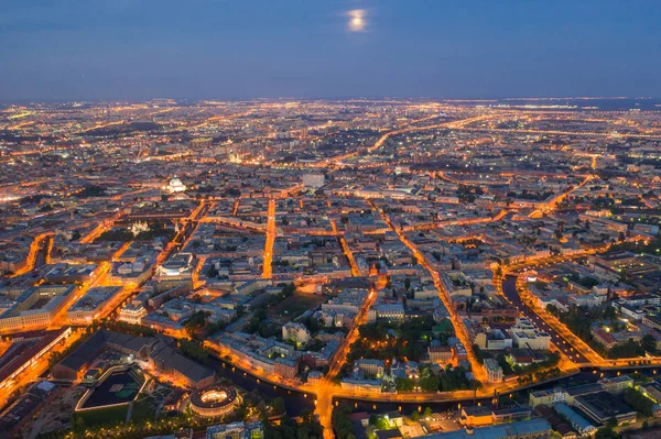 Petersburg. Karte aus einer Höhe. Nachtstadt aus der Vogelperspektive — Stockfoto