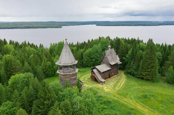 Architettura Legno Khokhlovka Russia Vista Aerea Fiume Kama — Foto Stock