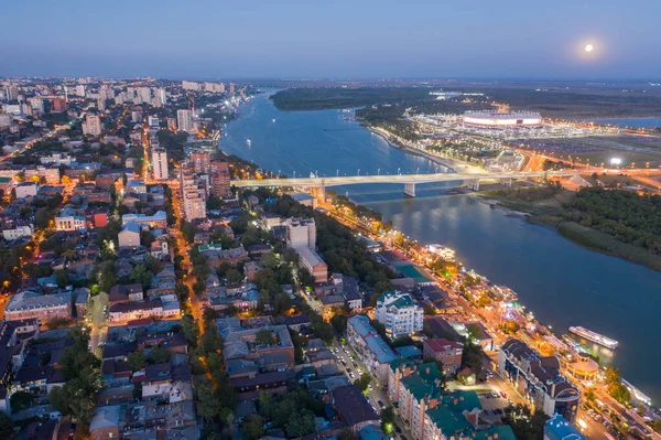 Don Daki Rostov Merkezi Nin Akşam Manzarası Don Nehri Manzarası — Stok fotoğraf