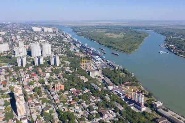 Vista Aérea Rostov Don Don River Zonas Residenciales Históricas Centro — Foto de Stock