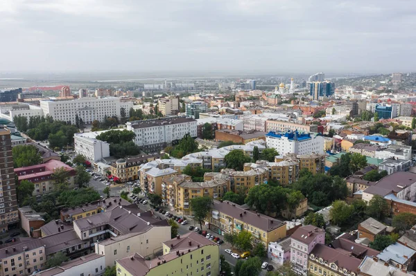 Luchtfoto Van Drone Panorama Van Rostov Don Woonwijken Het Centrum — Stockfoto